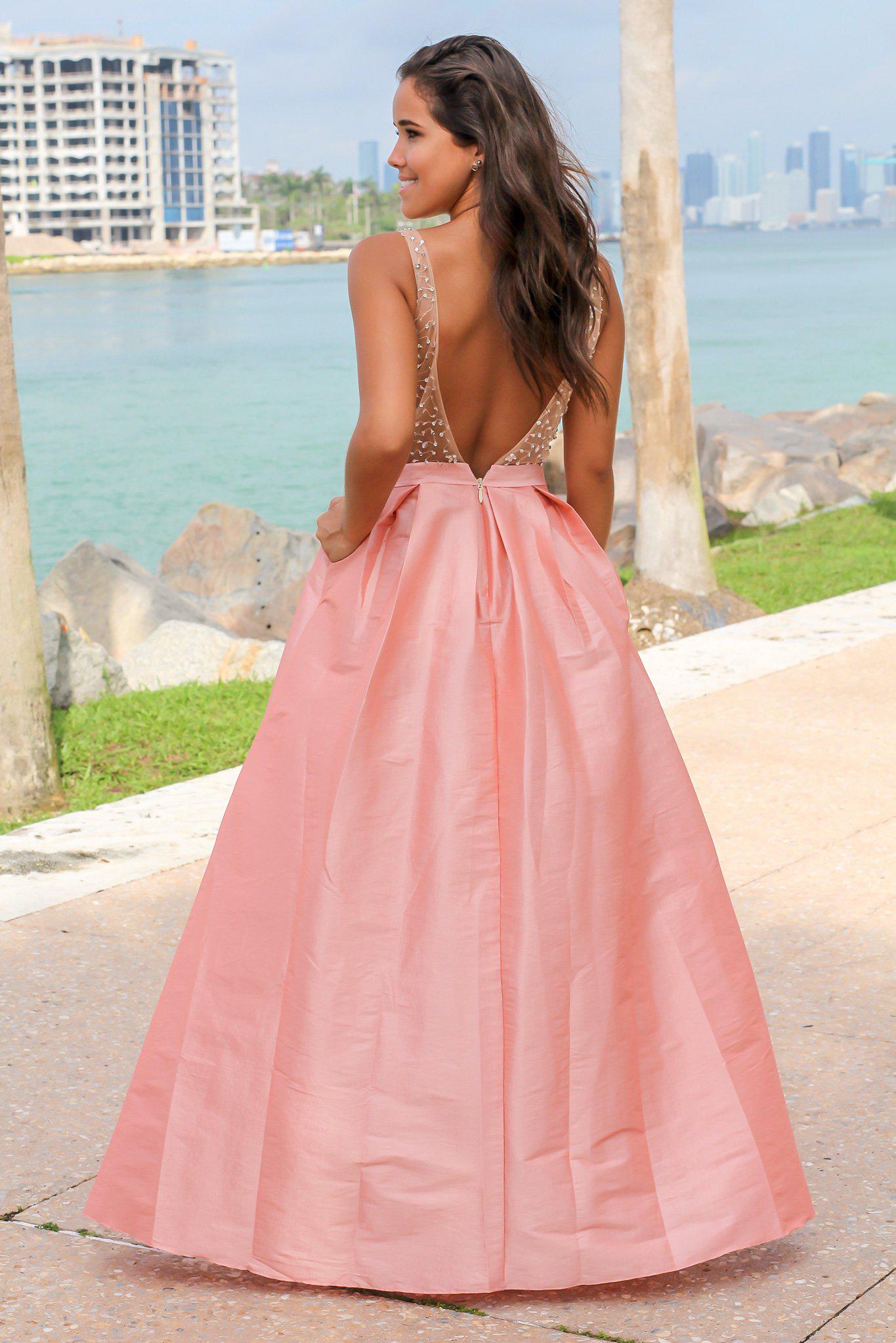 Blush Jeweled Maxi Dress