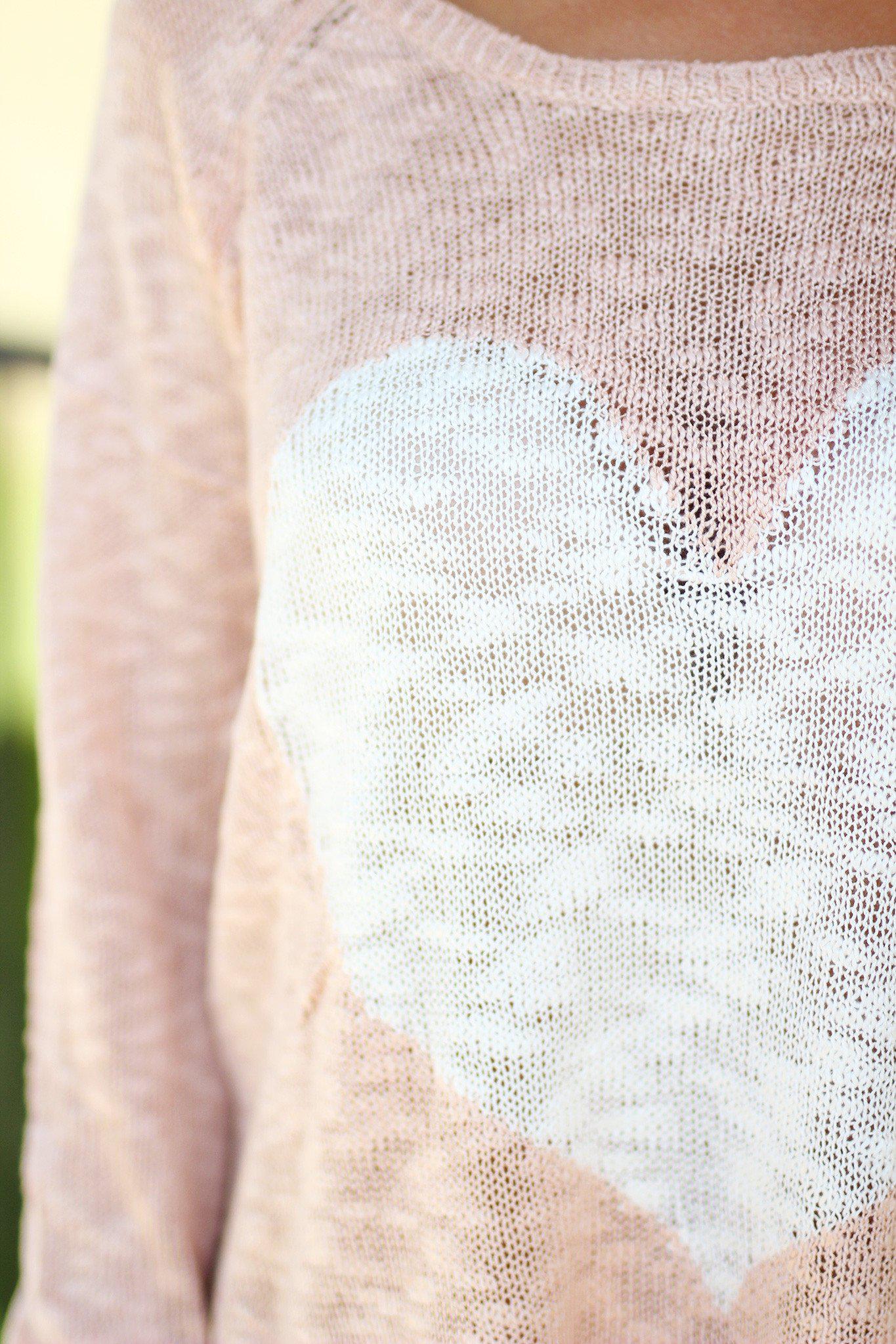 Pink Knit Sweater with Heart