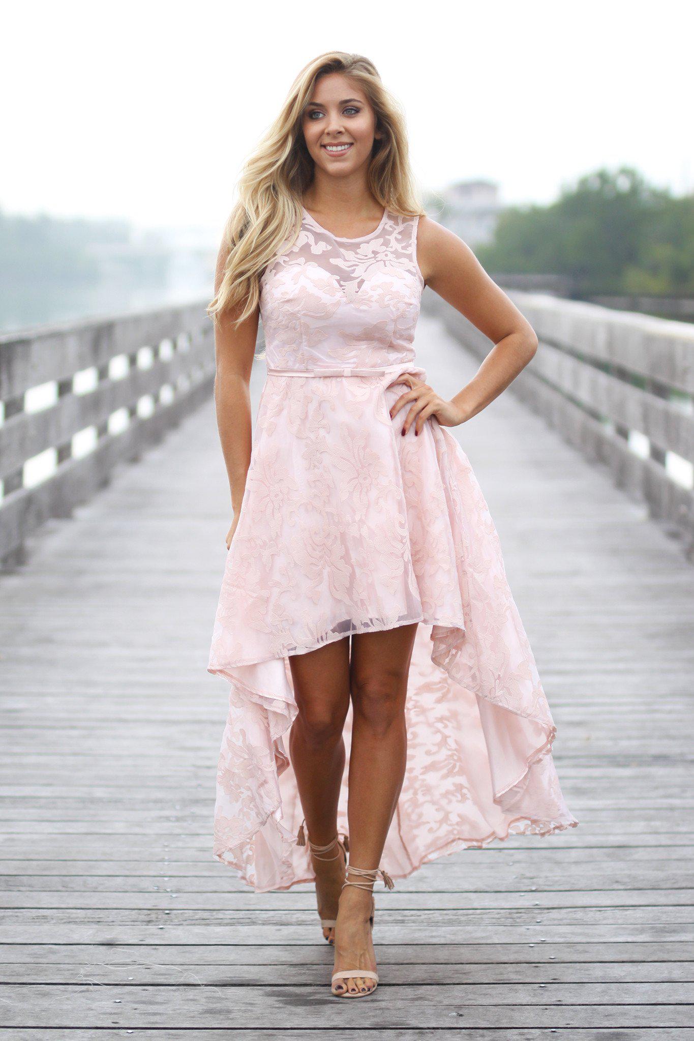 Blush Lace High Low Dress