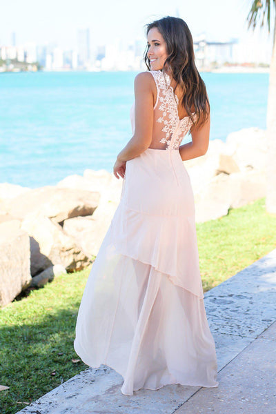 Blush Maxi Dress with Embroidered Top