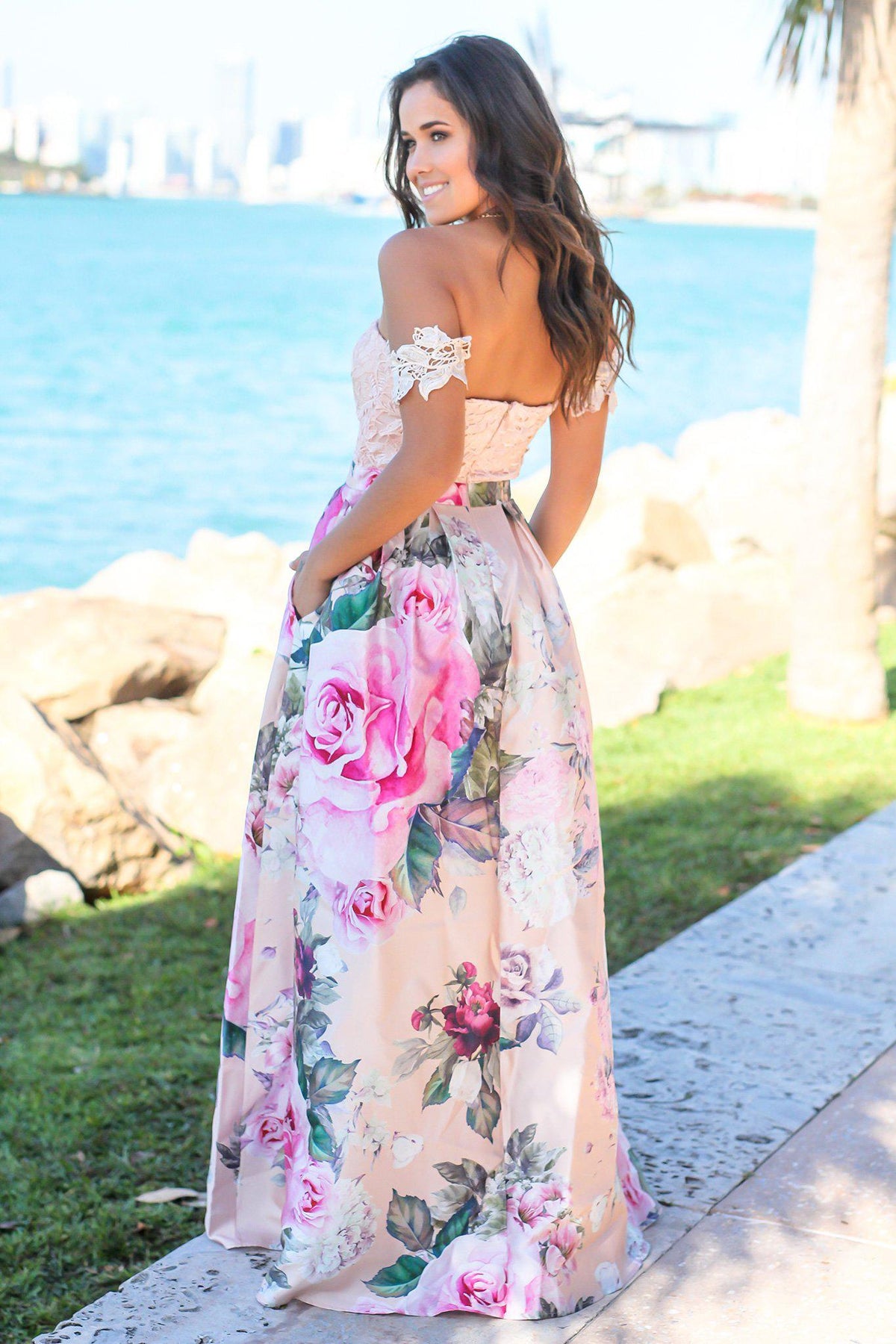 Floral Cut-out Crochet Maxi Dress main image 0