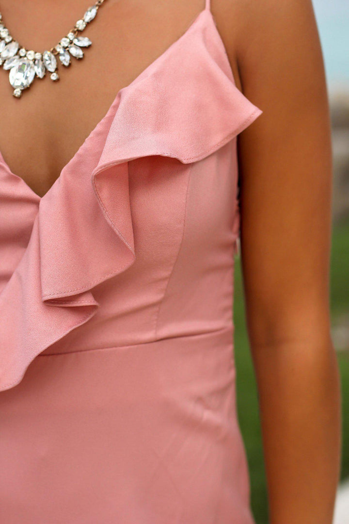 lace up ruffle maxi dress Blush Ruffled Maxi Dress with Lace Up Back