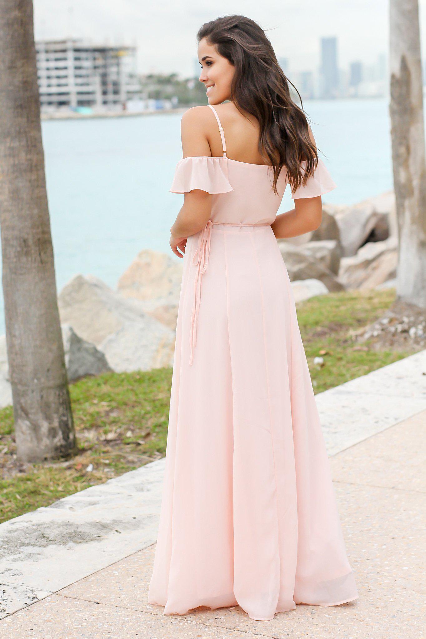 Blush Wrap Dress with Ruffle Top | Maxi Dresses Saved by the Dress Blush Wrap Dress with Ruffle Top | Maxi Dresses Saved by the Dress