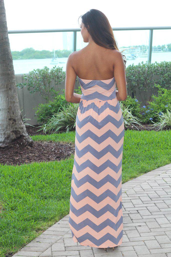 chevron pattern maxi dress Blush and Gray Chevron Maxi Dress with Pockets – Saved by the Dress