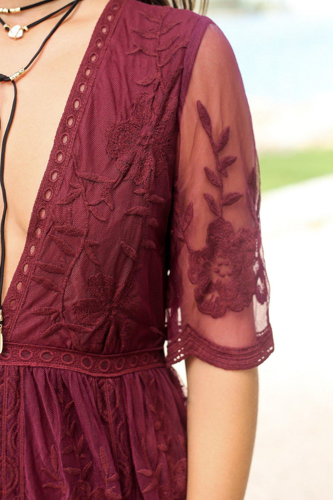 Burgundy Lace Maxi Romper | Rompers  Saved by the Dress