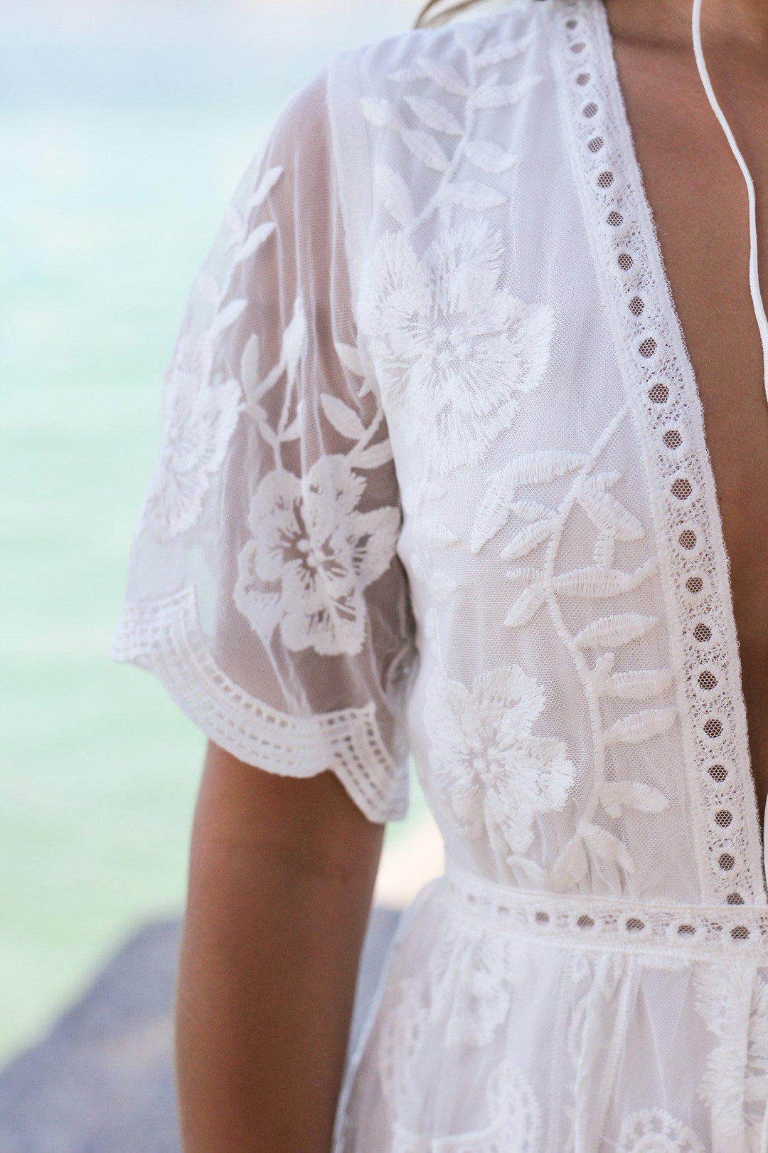 White Short Lace Romper
