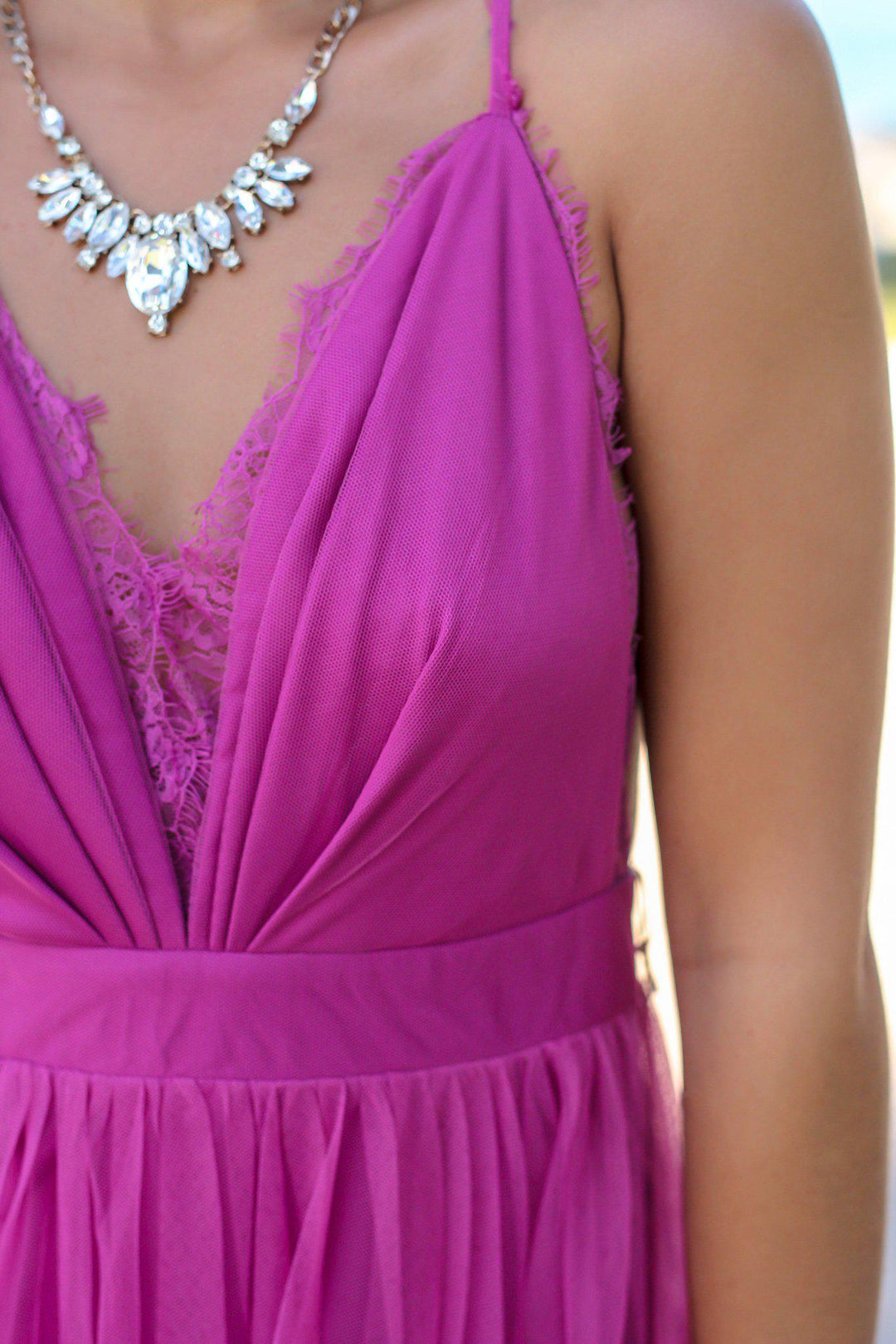 Magenta Tulle Maxi Dress with Lace Detail | Maxi Dresses  Saved by the  Dress