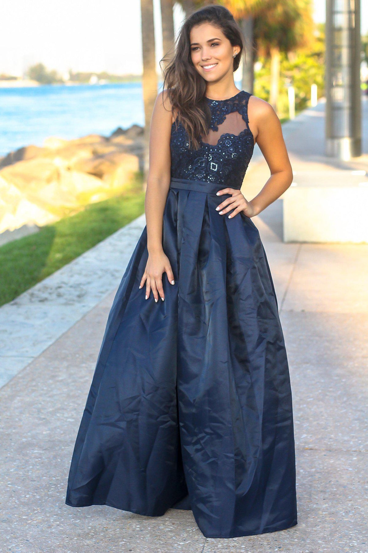 Lux Navy Maxi Dress