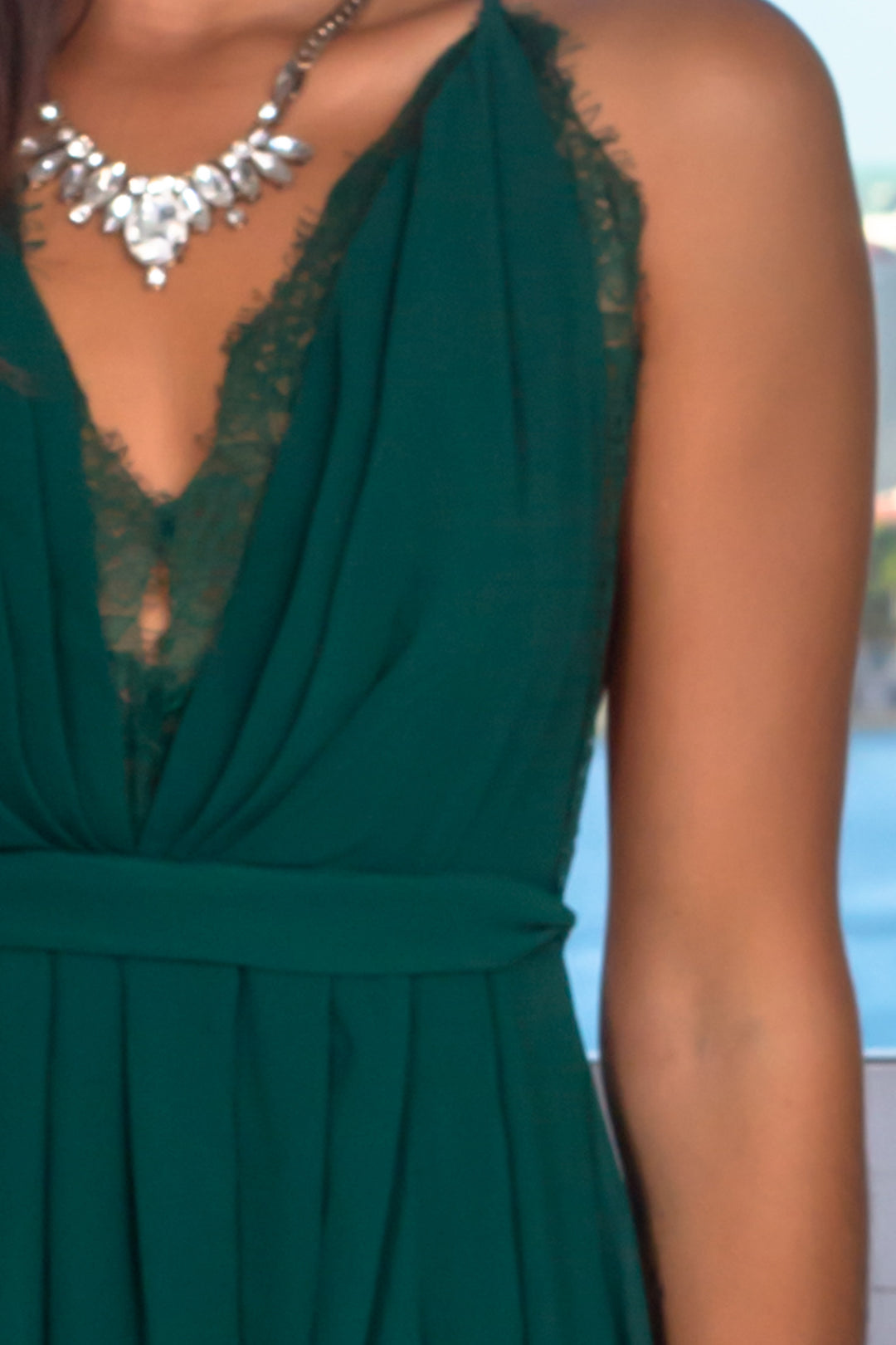 green dupioni dress Glassworks London Mint Green Cross Tie Back Strappy Dress main image 1