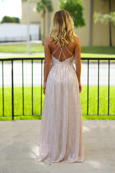 Vintage Rose Maxi Dress with Sequins