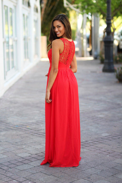 Coral Crochet Dress