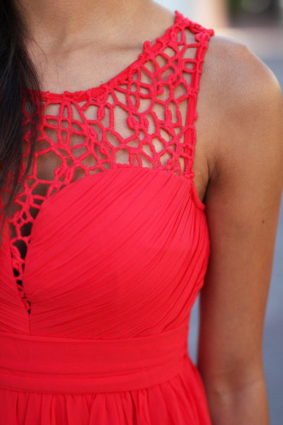 Coral Crochet Dress