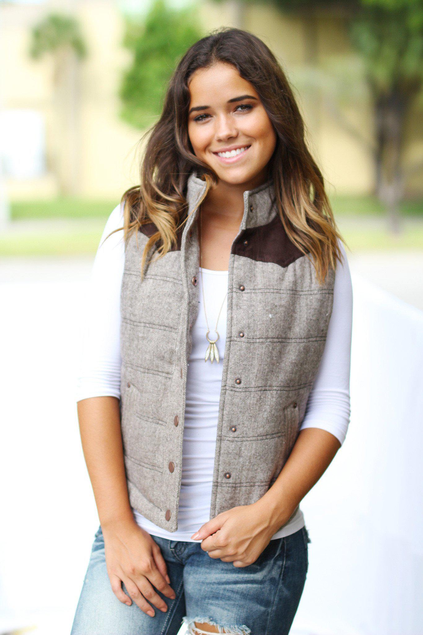 Brown Button Vest