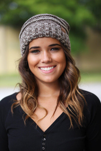 Brown Two Toned Slouchy Beanie