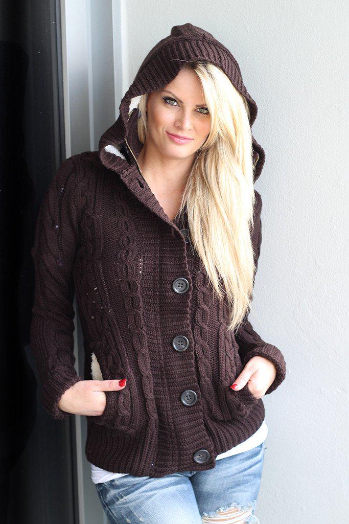 Brown Sweater With Fur Hood