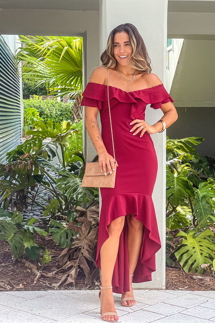 burgundy high low dresses V Neck Burgundy High Low Lace Prom Dresses, Wine Red High Low Lace For jbydress