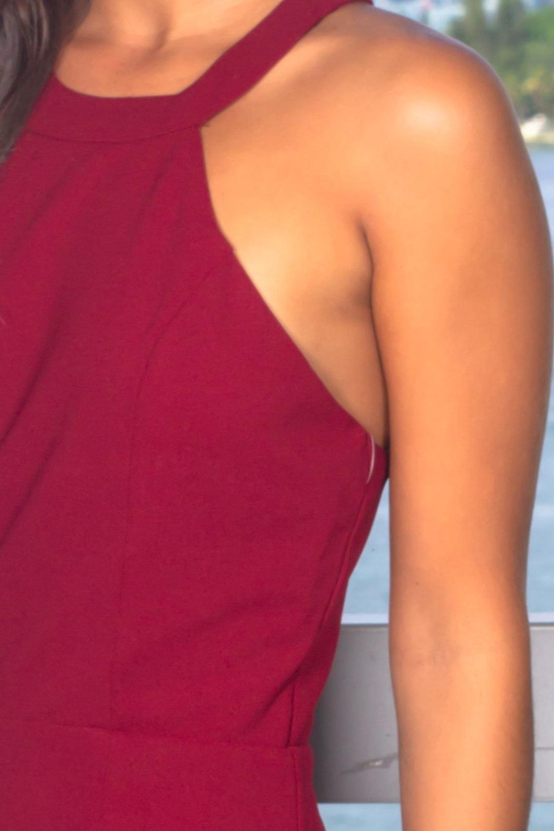 Burgundy Halter Neck Maxi Dress with Lace Detail | Maxi Dresses Saved by the Dress Burgundy Halter Neck Maxi Dress with Lace Detail | Maxi Dresses Saved by the Dress