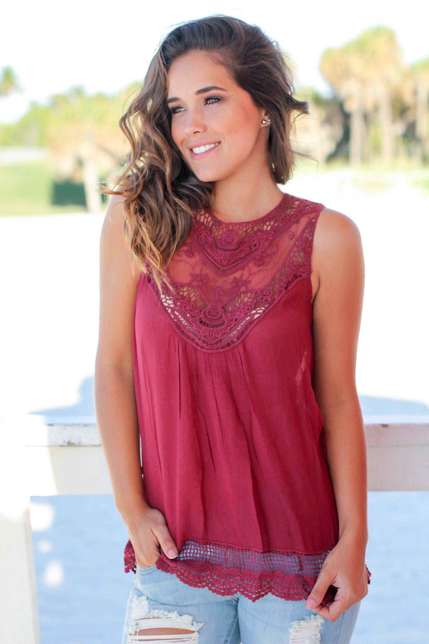 Burgundy Lace Top