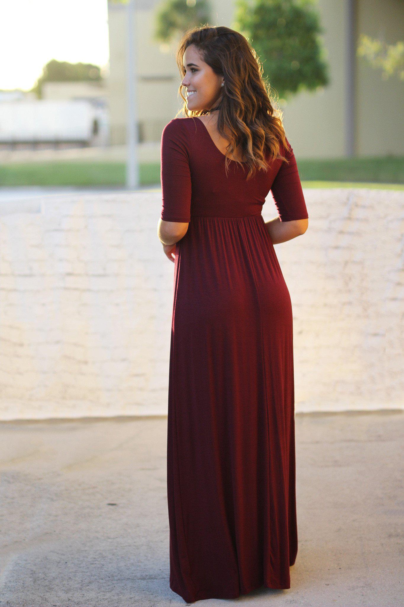 burgundy cute dress