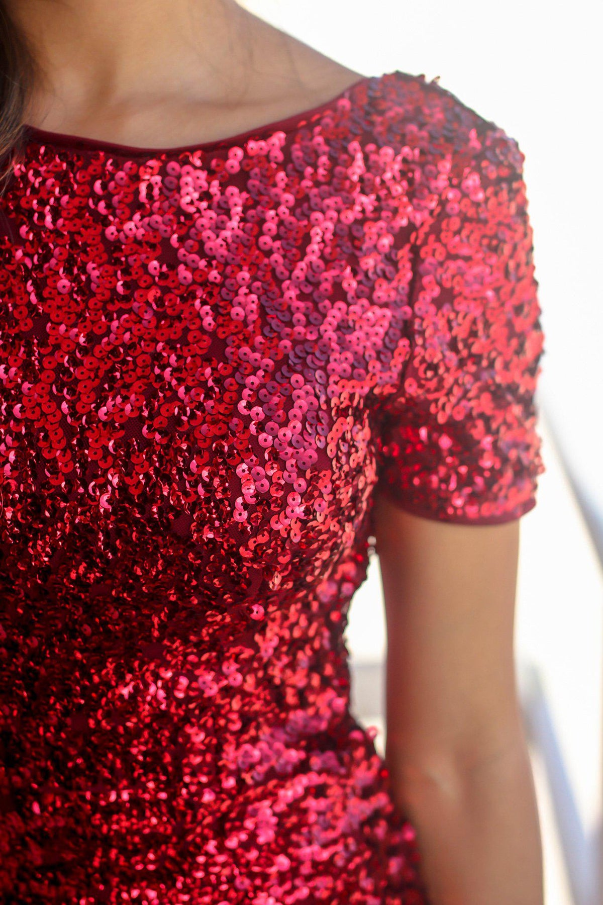 Burgundy Sequined Short Dress | Cocktail Dresses – Saved by the Dress