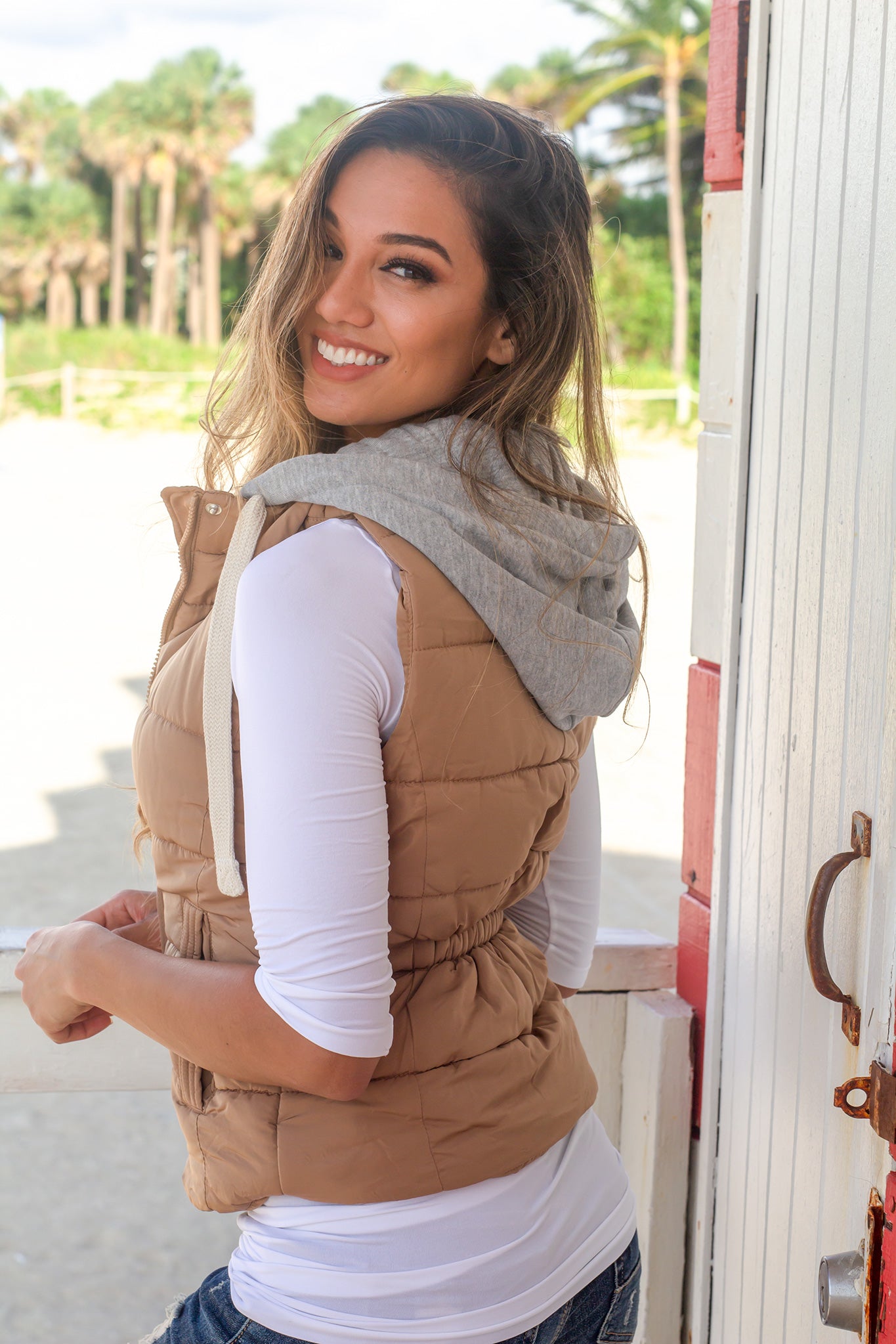 Camel Puffer Vest