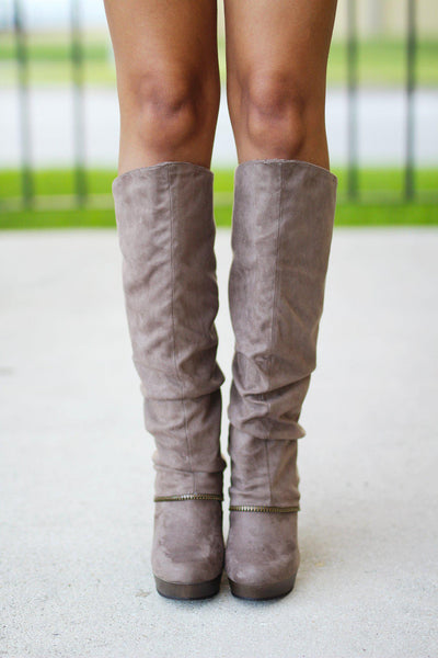 Castor Taupe Wedge Boots