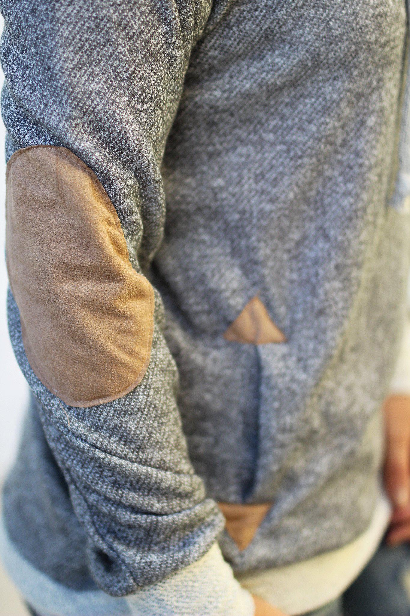 charcoal patched sweater