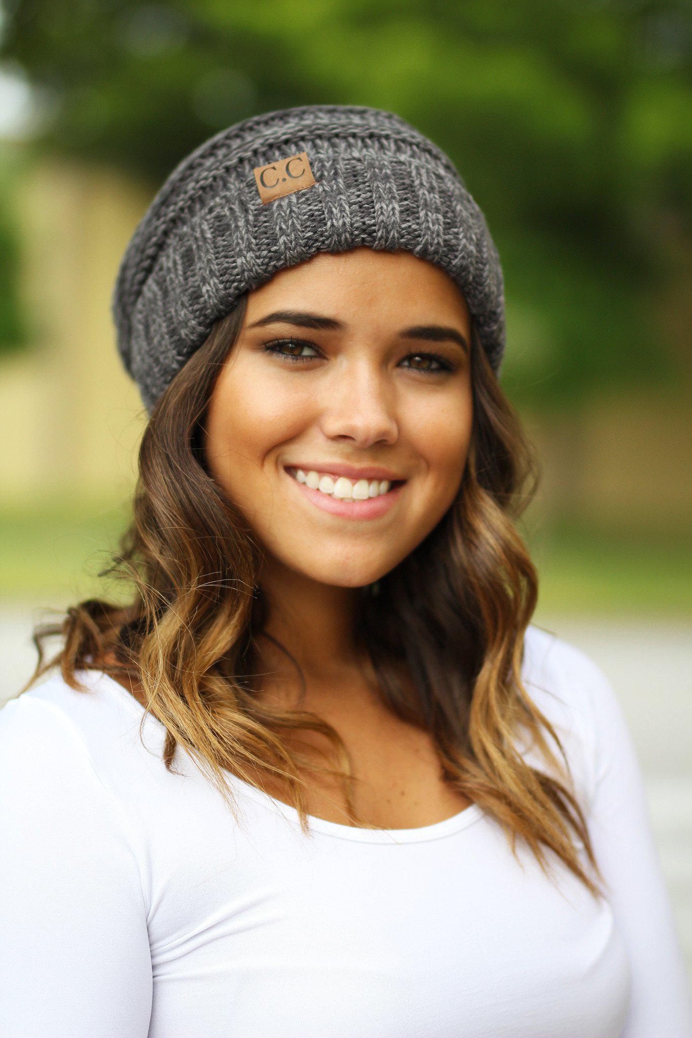 charcoal two toned slouchy beanie