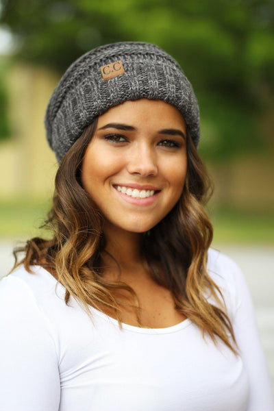 charcoal two toned slouchy beanie