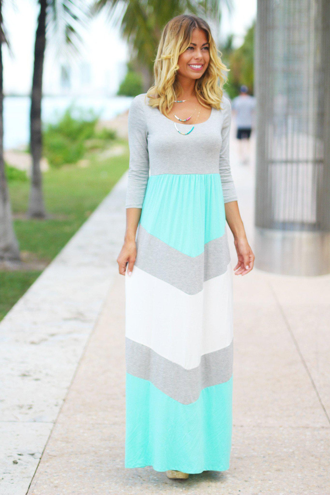 Mint and Gray Chevron Maxi Dress | Maxi Dresses Saved by the Dress Mint and Gray Chevron Maxi Dress | Maxi Dresses Saved by the Dress