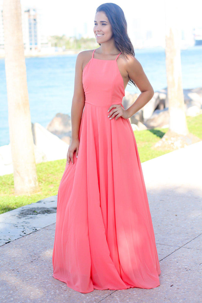 Coral Maxi Dress Maxi Dresses Saved by the Dress