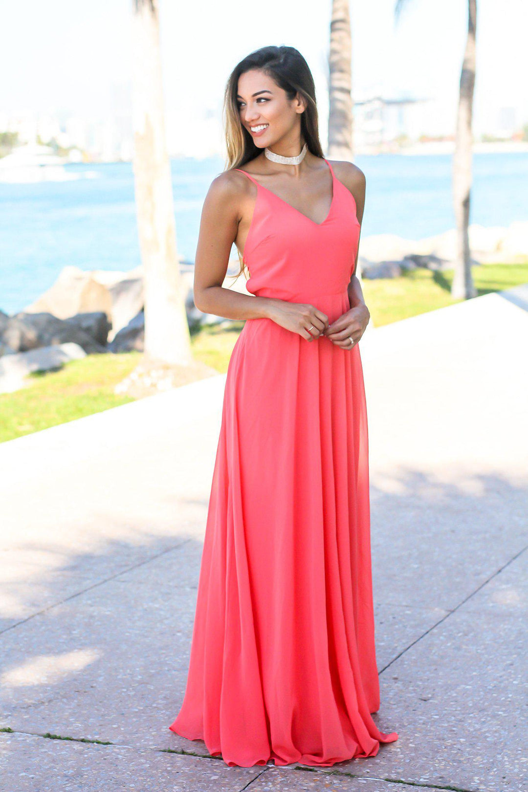 Coral Open Back Maxi Dress | Maxi Dresses Saved by the Dress Coral Open Back Maxi Dress | Maxi Dresses Saved by the Dress