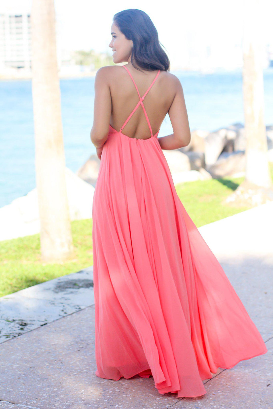 chinese dress ladies Sweetest Dream Eyelet Maxi In Coral Curves main image 0