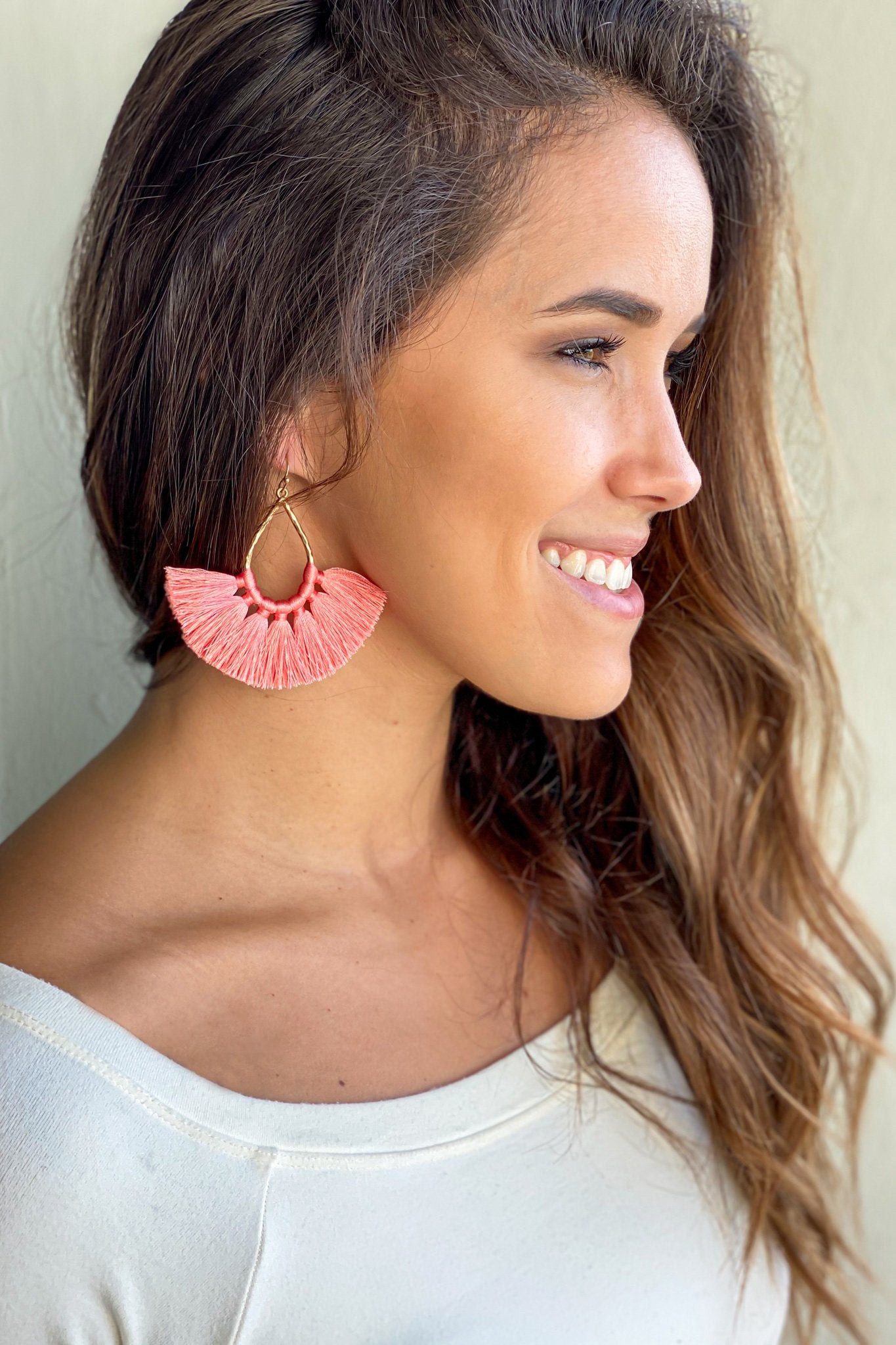 Coral Tassel Earrings