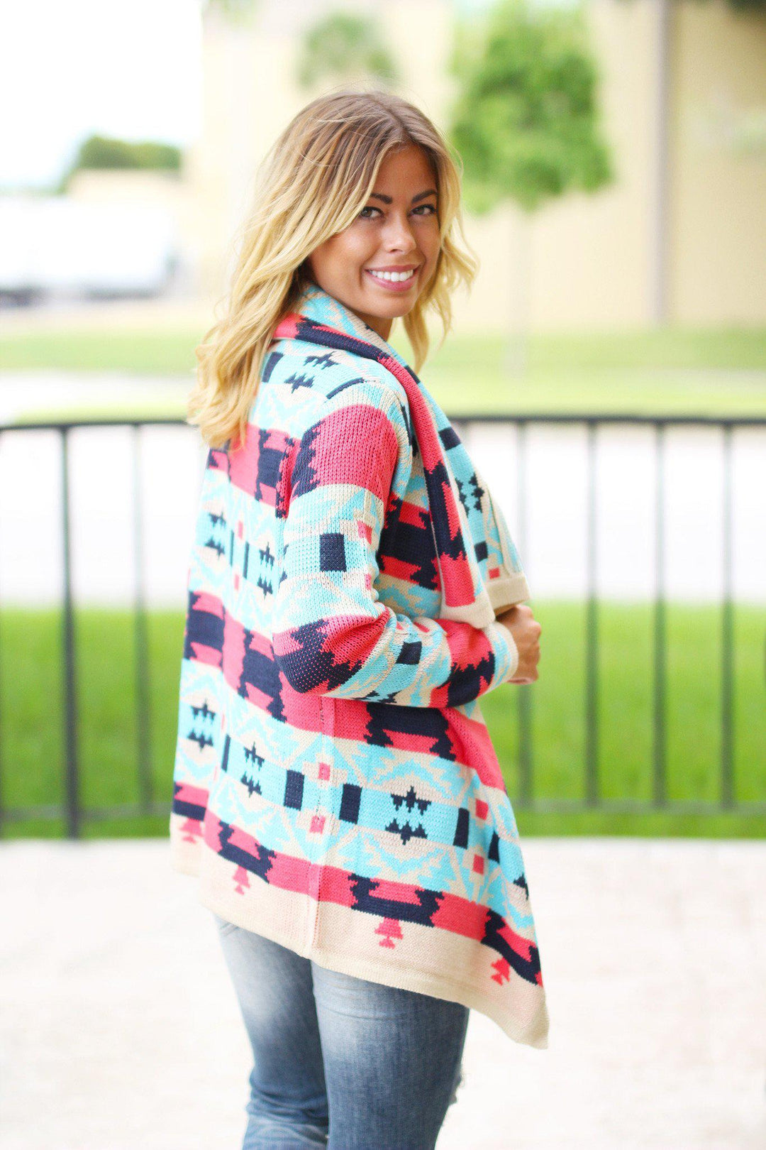Coral and Aqua Cardigan Cardigans Saved by the Dress
