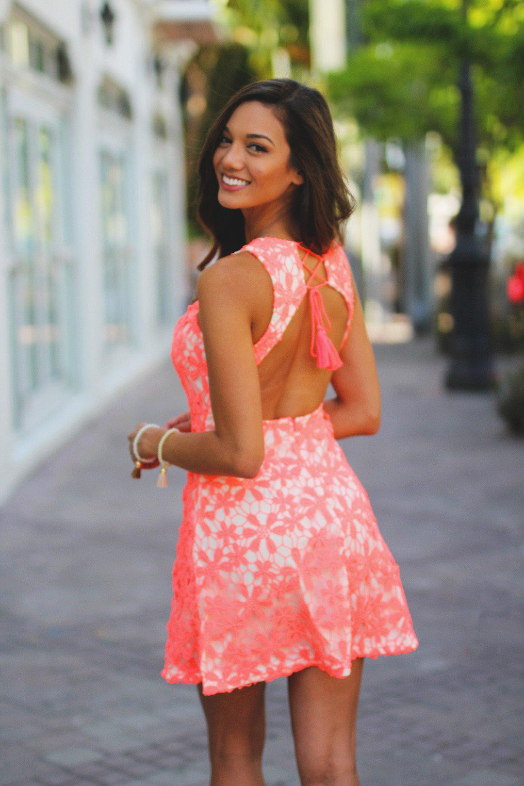 Neon crochet dress on sale