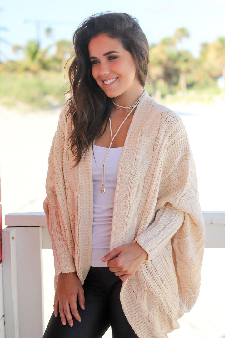 white christmas dresses Tania Wishlist Sweater Dress and Cardigan Combo : Taupe/Cream – TeaElla main image 1