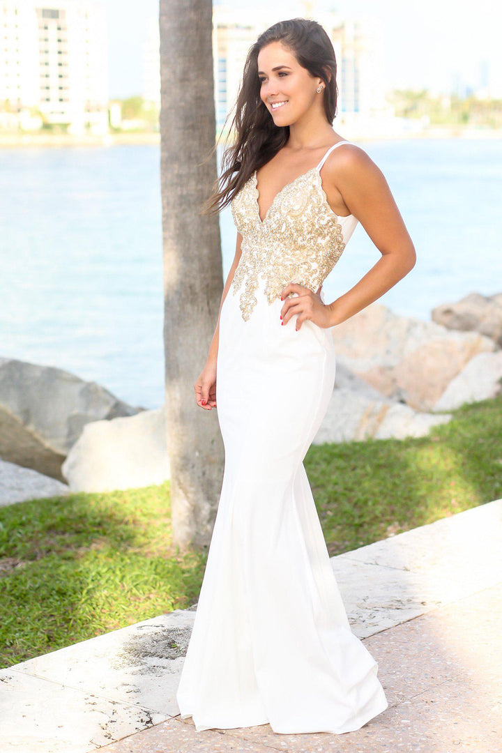 Evening Dress Elegant Cream Dress Cream Maxi Dress With Jeweled