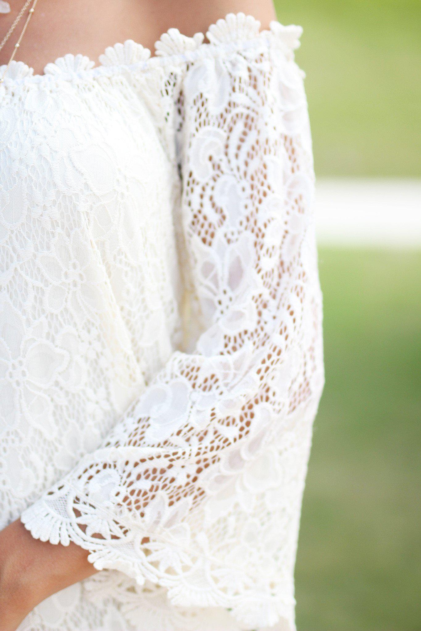 Cream Lace Off Shoulder Short Dress | Short Dresses Saved by the Dress Cream Lace Off Shoulder Short Dress | Short Dresses Saved by the Dress