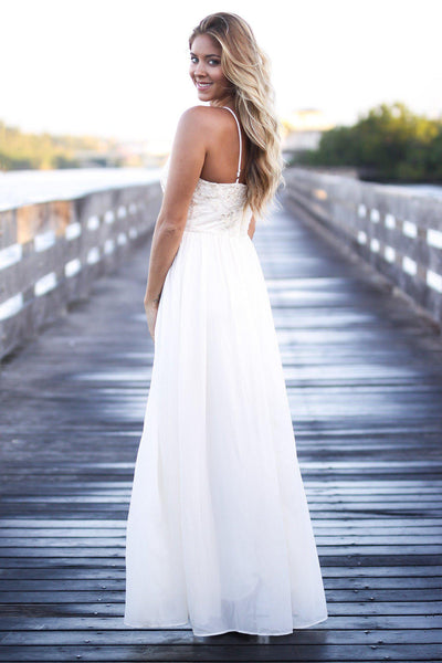 Cream Maxi Dress with Embroidered Top