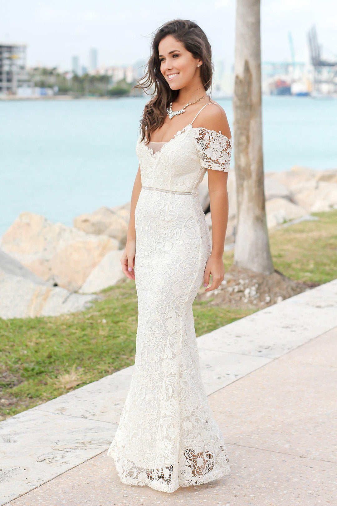 Cream Crochet Maxi Dress with Gold Detail | Maxi Dresses Saved by the Dress Cream Crochet Maxi Dress with Gold Detail | Maxi Dresses Saved by the Dress