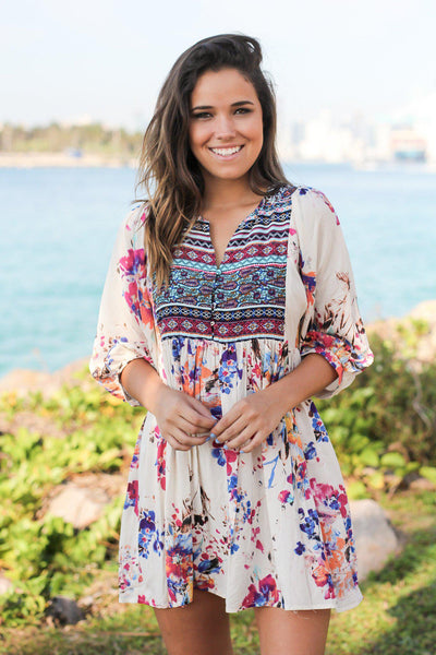 Boho Floral Printed Short Dress | Short Dresses – Saved by the Dress