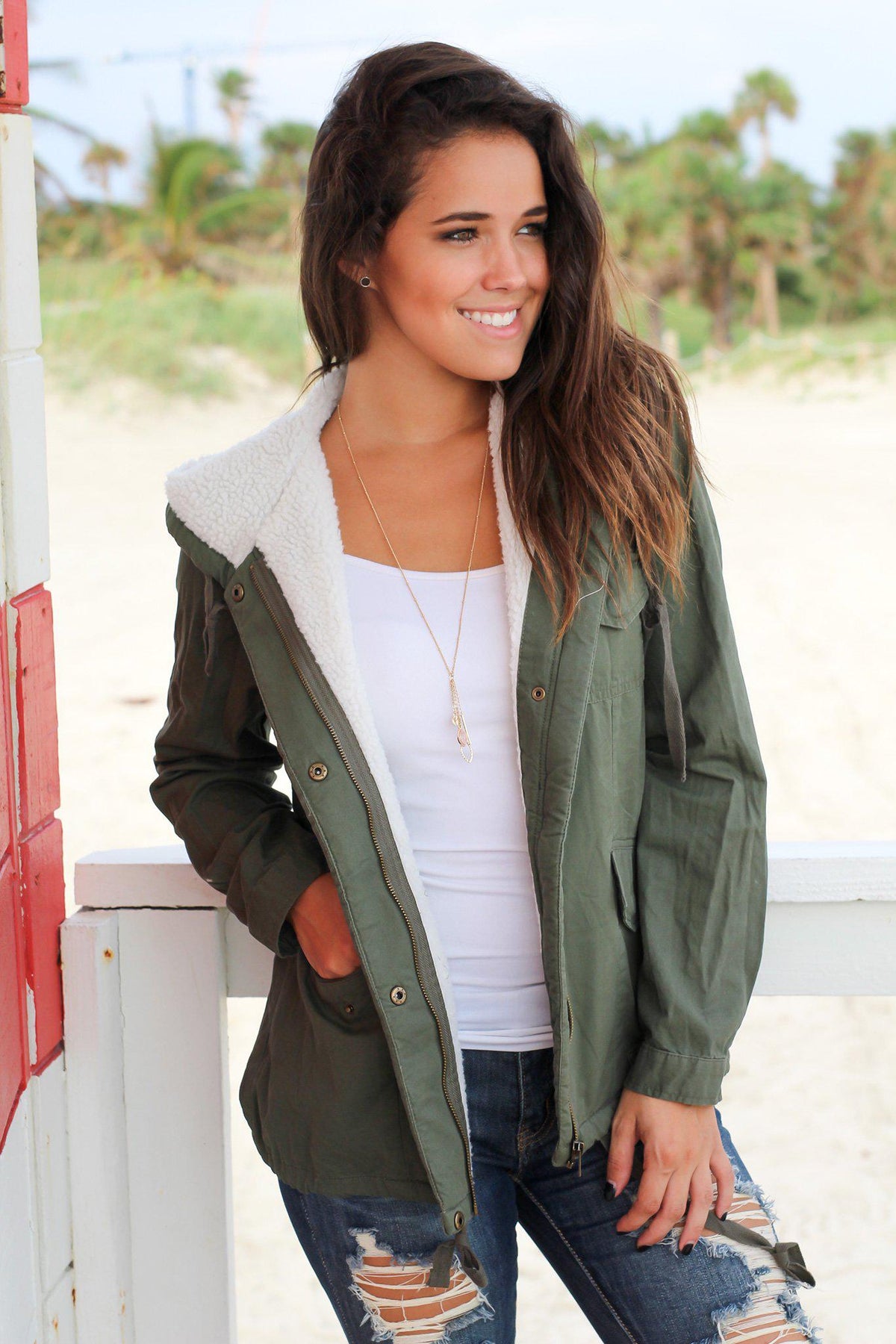 Olive Jacket with Wool Lined Hood | Jackets – Saved by the Dress