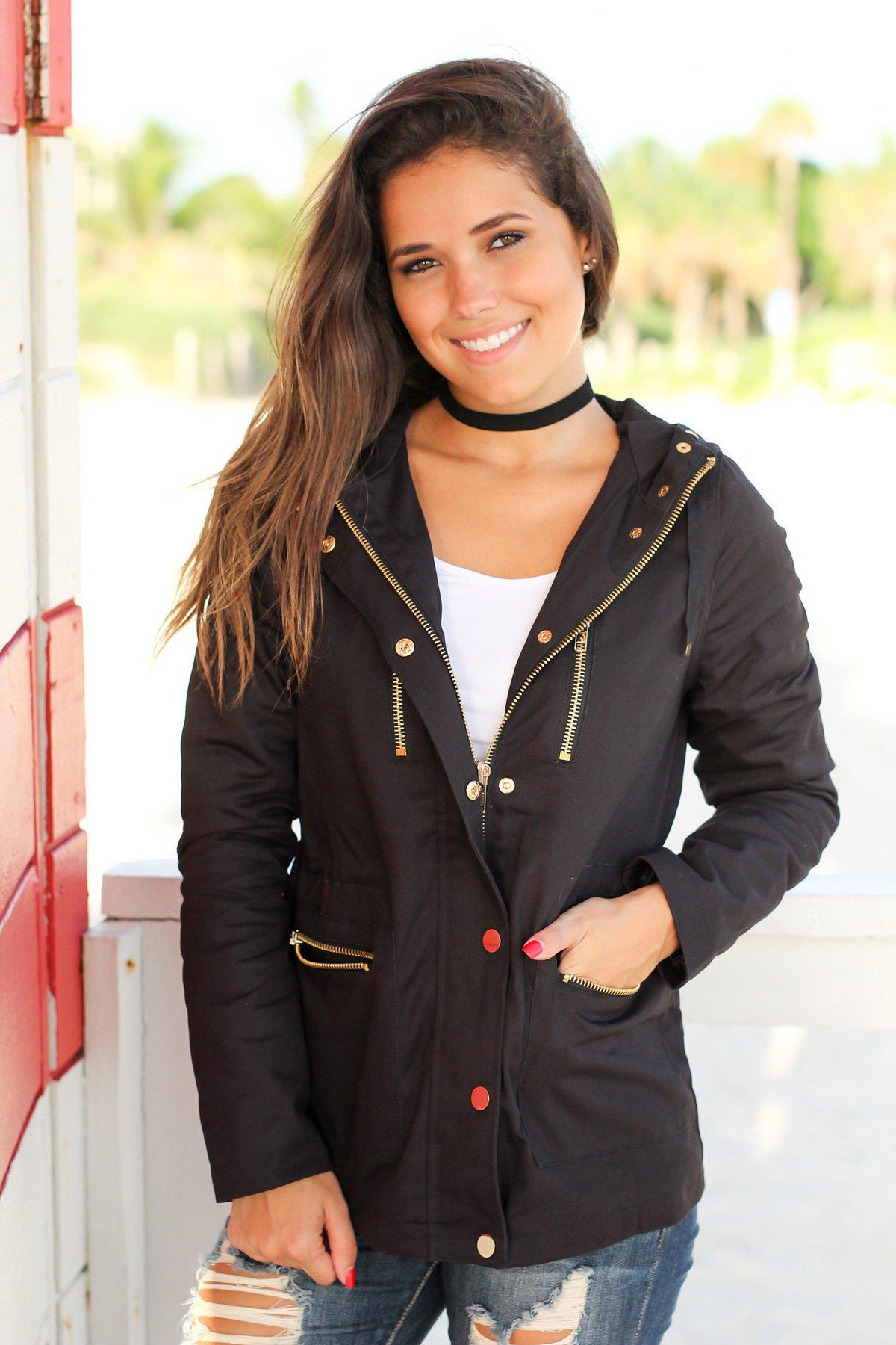 Black Jacket with Gold Zippers | Jackets – Saved by the Dress