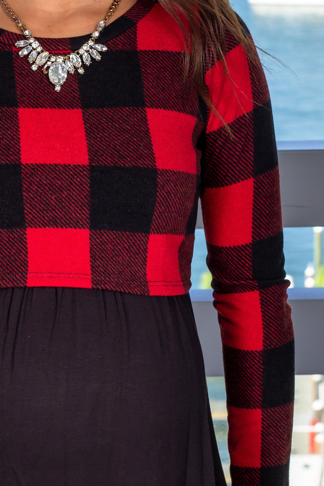 Red Plaid Maternity Top