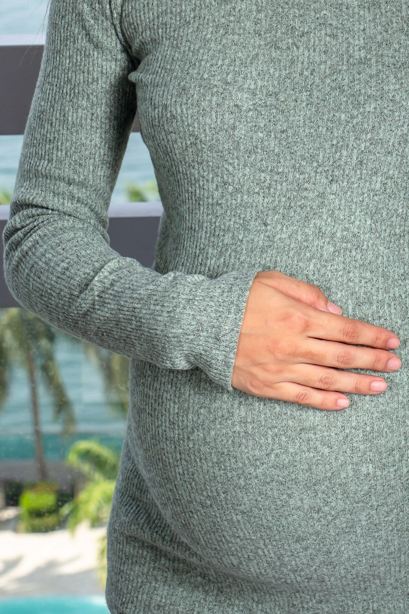 Mint Ribbed Long Sleeve Maternity Top