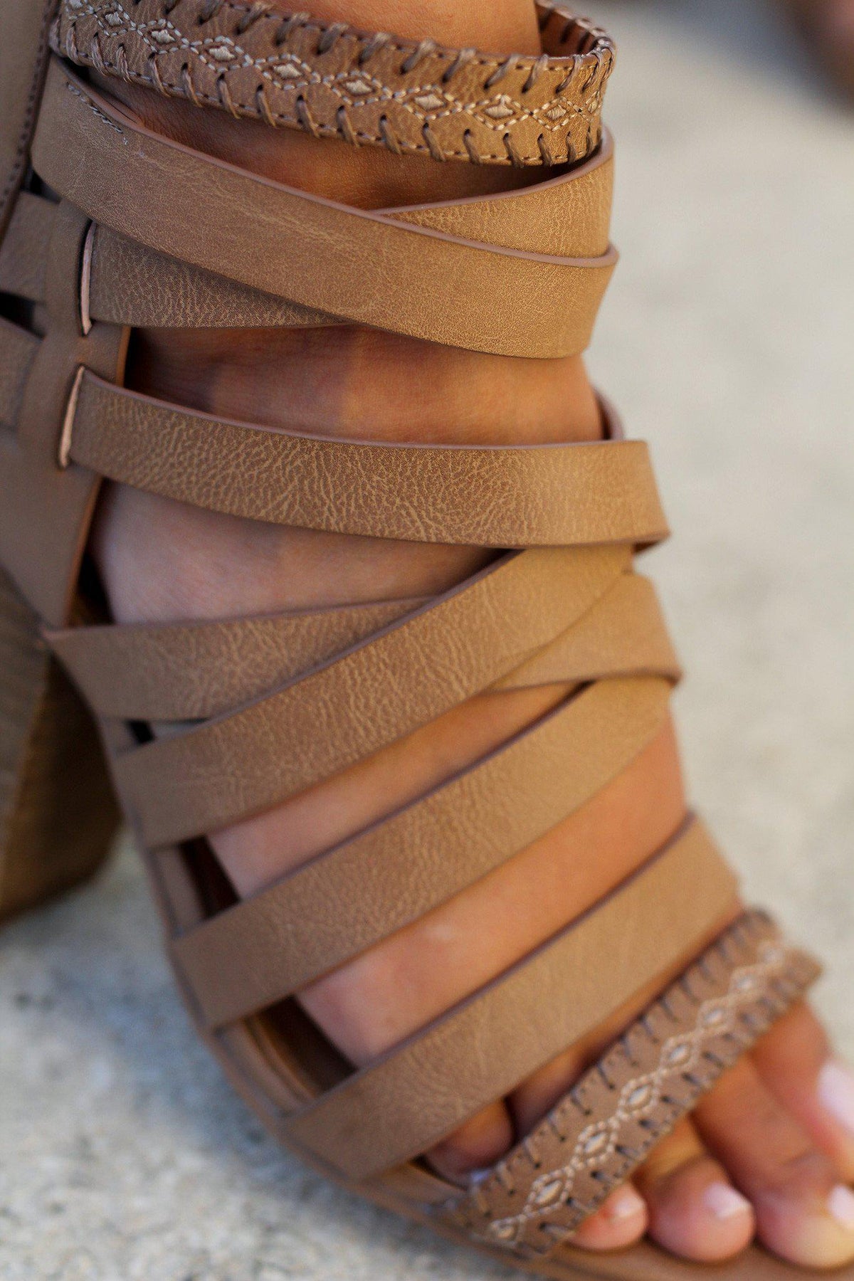 Feeling Strappy Tan Heels | Online Boutiques â Saved by the Dress