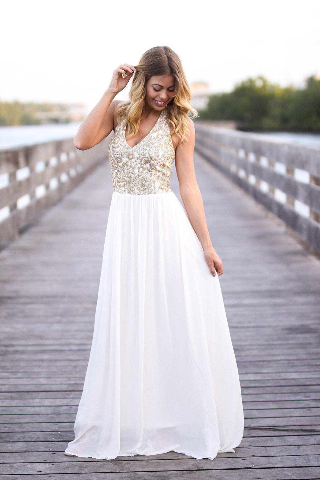 fitted lace wedding dress Coleen High Low Halter Maxi Dress main image 0