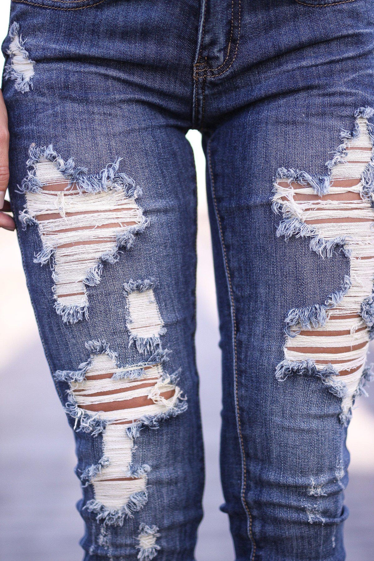 Destroyed Medium Wash Jeans | Destroyed Jeans | Jeans – Saved by the Dress