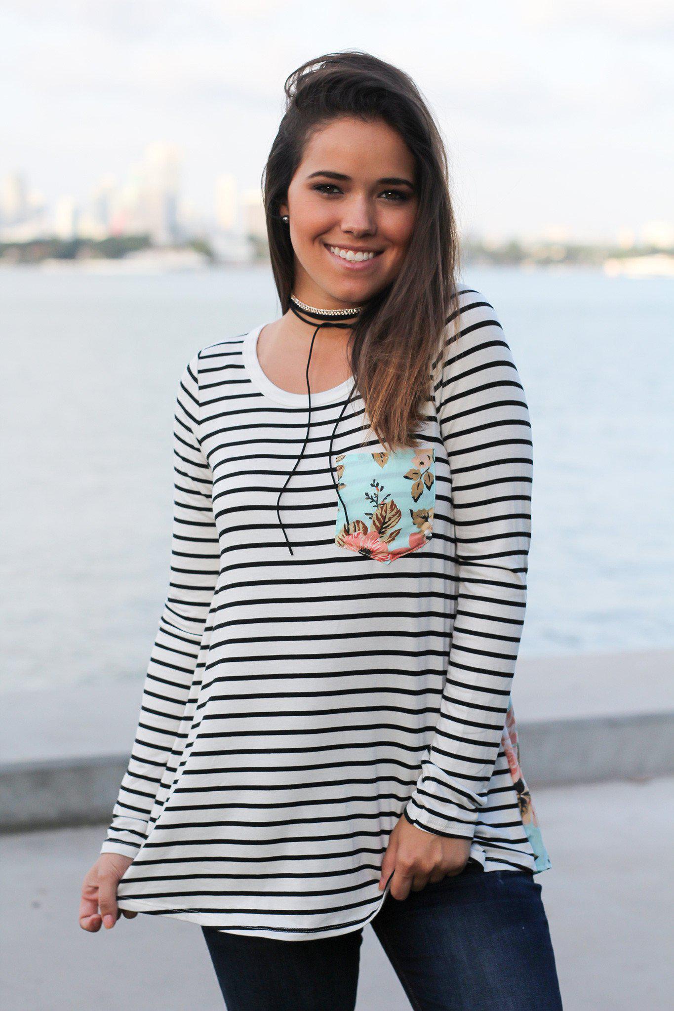 Striped Top with Floral Back